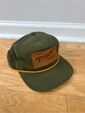 Richardson Outdoor Terry Blacks BBQ Austin TX Olive Leather Patch Rope Hat